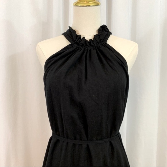 Banana Republic Black Linen Blend Knee Length Dress NWT LP - Picture 3 of 14